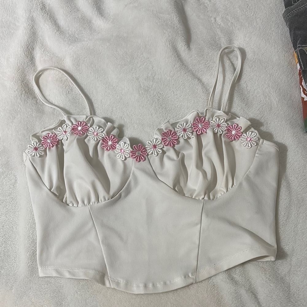 Floral Embroidered Bustier Top